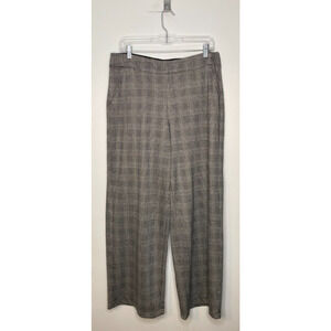 NWT Max Studio Wide Leg Pull-On Pants Black Tan Plaid Stretch Size XL